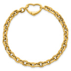 14k Polished and Twisted Cable Link with Heart Clasp 7.5 inch Bracelet