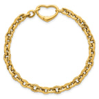 Twisted Cable Link Heart Bracelet in 14K Yellow Gold, 6mm, 7.5 Inch - Sophia Jewelers