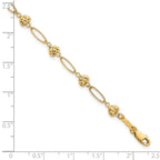14k Polished Oval Links with Diamond-cut Puffed Hearts 7.5 inch Bracelet
