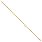 14k Polished Cut-out Hearts and Diamond-cut Beads 7.5 inch Bracelet