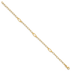 14k Polished Cut-out Hearts and Cable Links 7.25 inch Bracelet