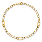 14k Polished Cut-out Hearts and Cable Links 7.25 inch Bracelet