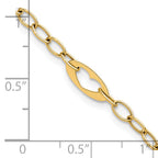 14k Polished Cut-out Hearts and Cable Links 7.25 inch Bracelet
