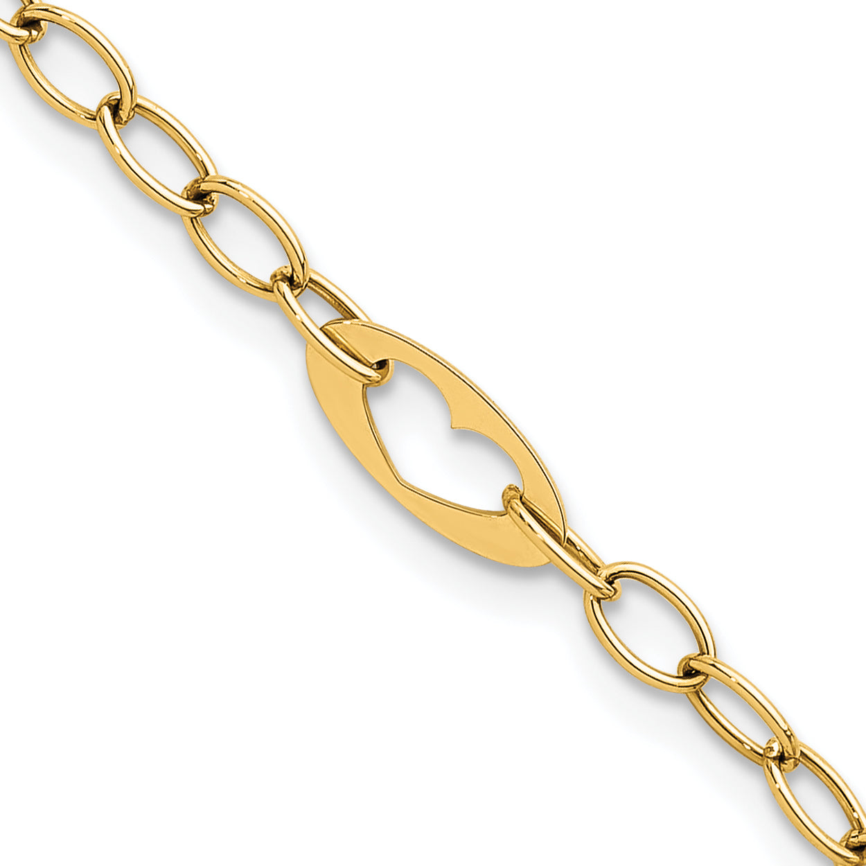 14k Polished Cut-out Hearts and Cable Links 7.25 inch Bracelet Main image