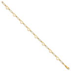 14k Polished Oval Links and Open Hearts 7.5 inch Bracelet