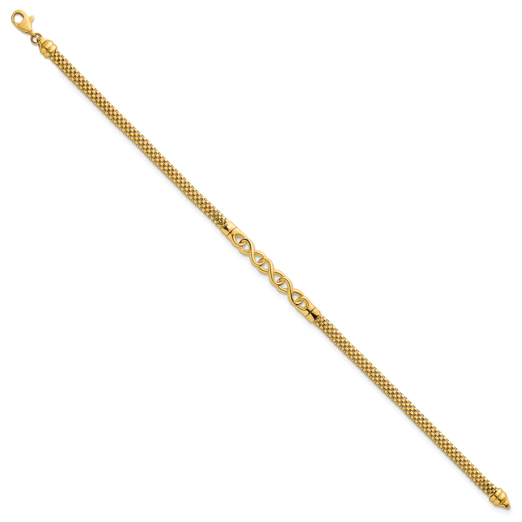 14k Polished 3-Infinity 7.5 inch Fancy Mesh Link Bracelet