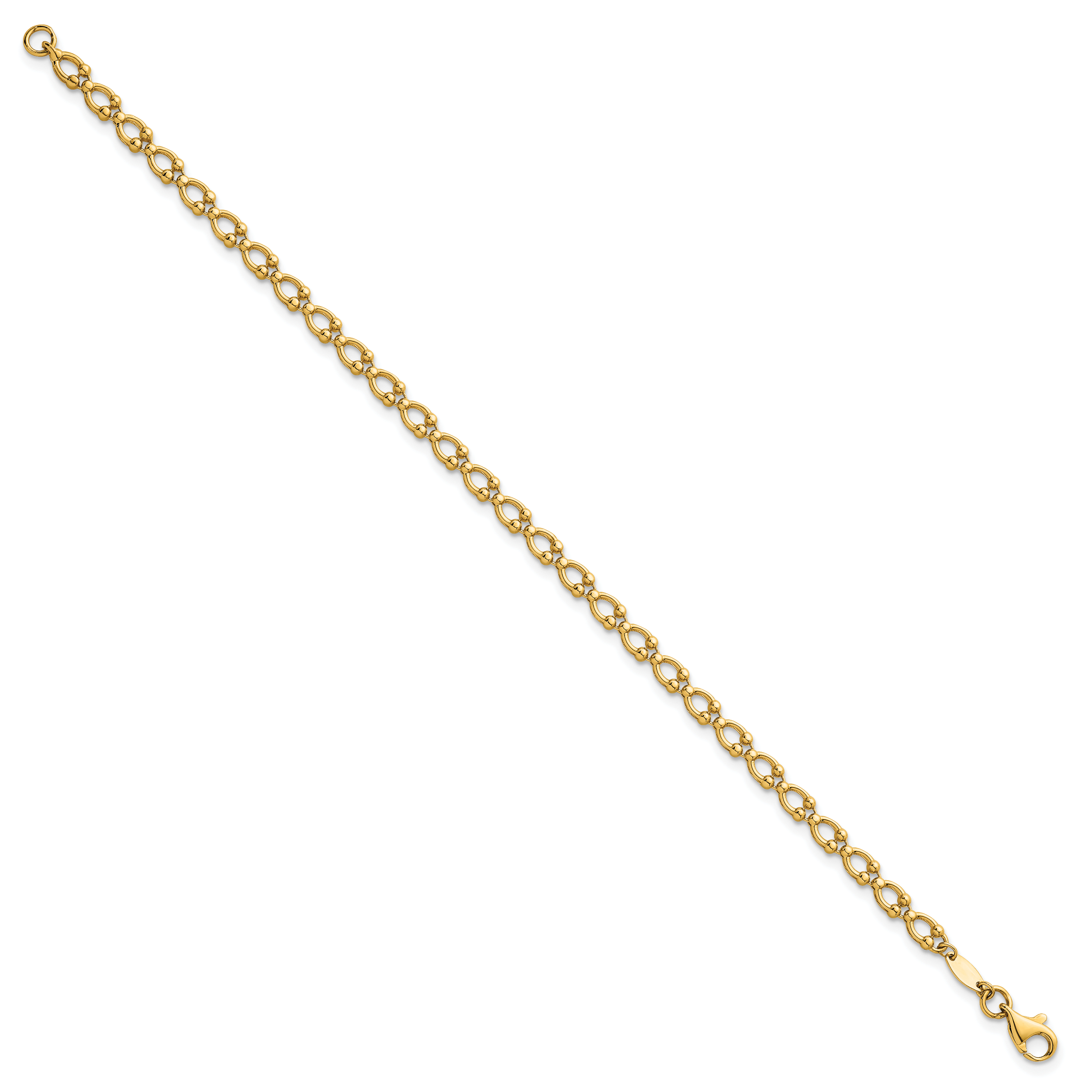 14k Polished Fancy Beaded Link 7 inch Bracelet Secondary image