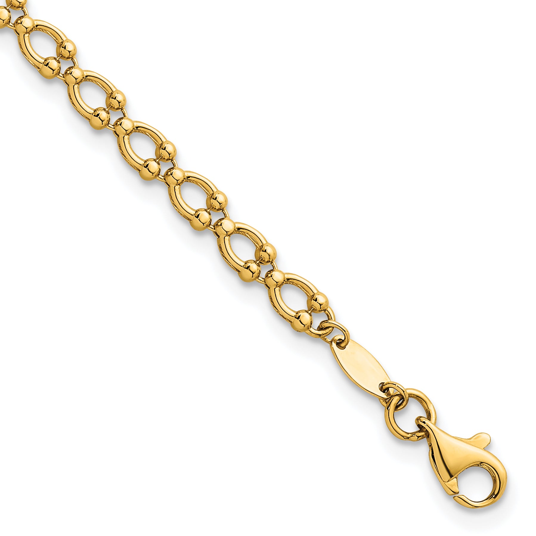 14k Polished Fancy Beaded Link 7 inch Bracelet
