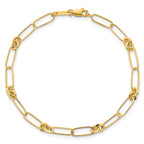 14k Polished Paperclip and Round Fancy Link 7.5 inch Bracelet