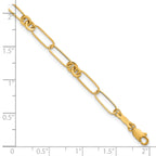 14k Polished Paperclip and Round Fancy Link 7.5 inch Bracelet