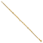 14K Polished and Beaded 2-Strand with Fancy Paperclip Link 7.5 Inch Bracelet