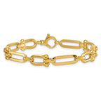 14k Polished 7.3mm Fancy Cable Link 7.75 inch Bracelet