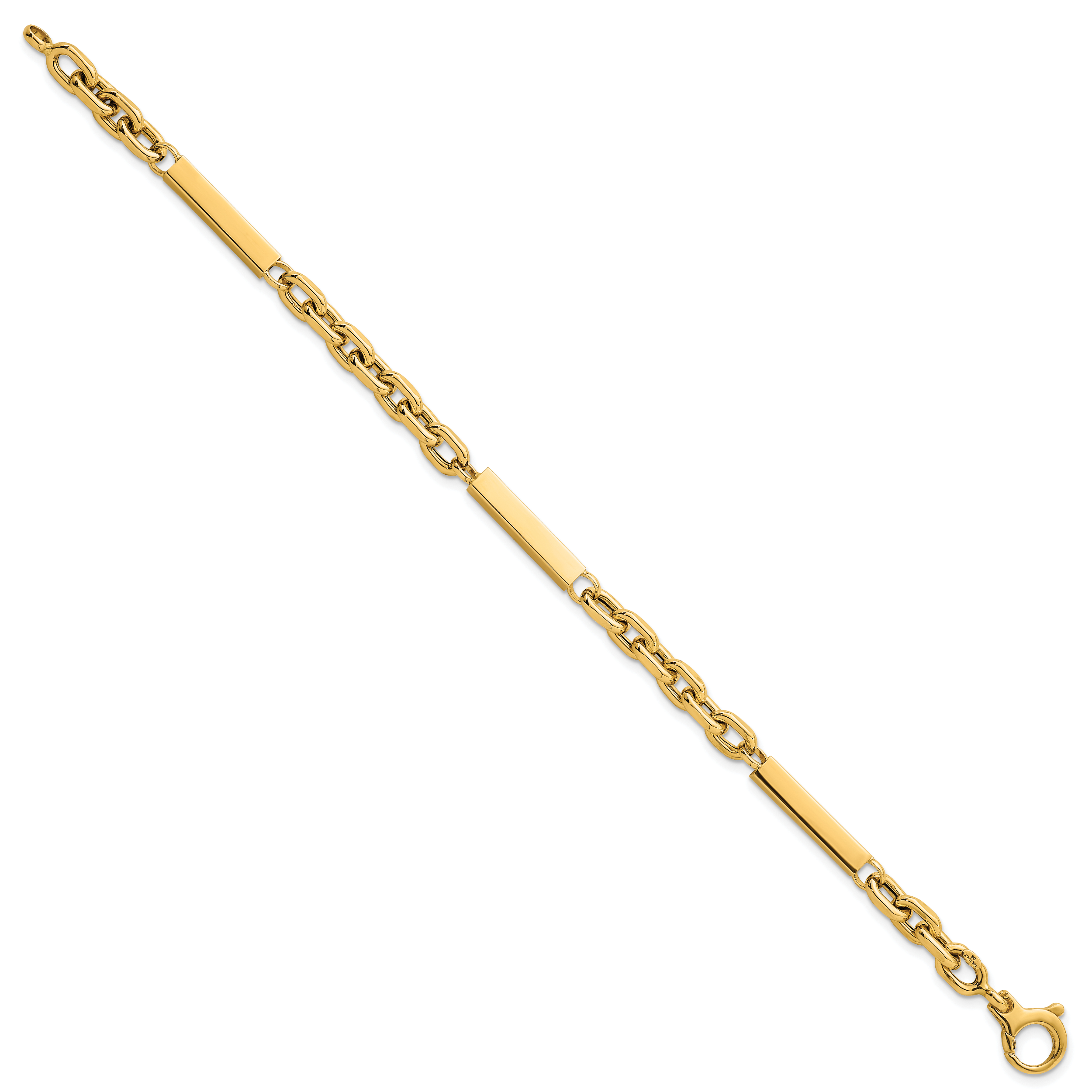 14k Polished 4mm Fancy Cable Chain with Three Bars 8 inch Bracelet Secondary image
