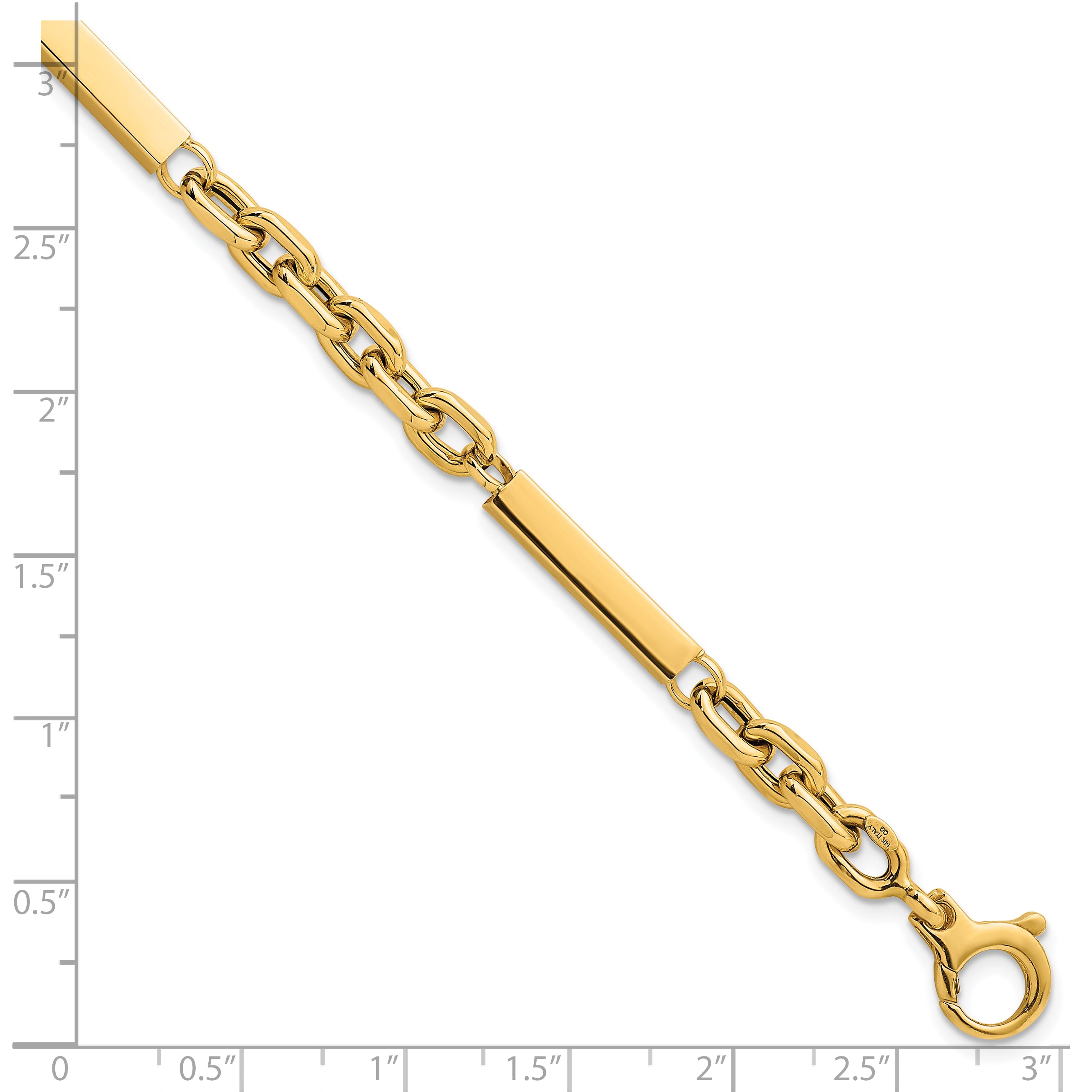14k Polished 4mm Fancy Cable Chain with Three Bars 8 inch Bracelet
