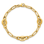 14K Polished Flat Oval and Paperclip Link 7.25 Inch Bracelet