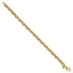 14k Polished Fancy Textured Oval Open Link 7.5 inch Bracelet