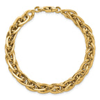 14k Polished Fancy Textured Oval Open Link 7.5 inch Bracelet