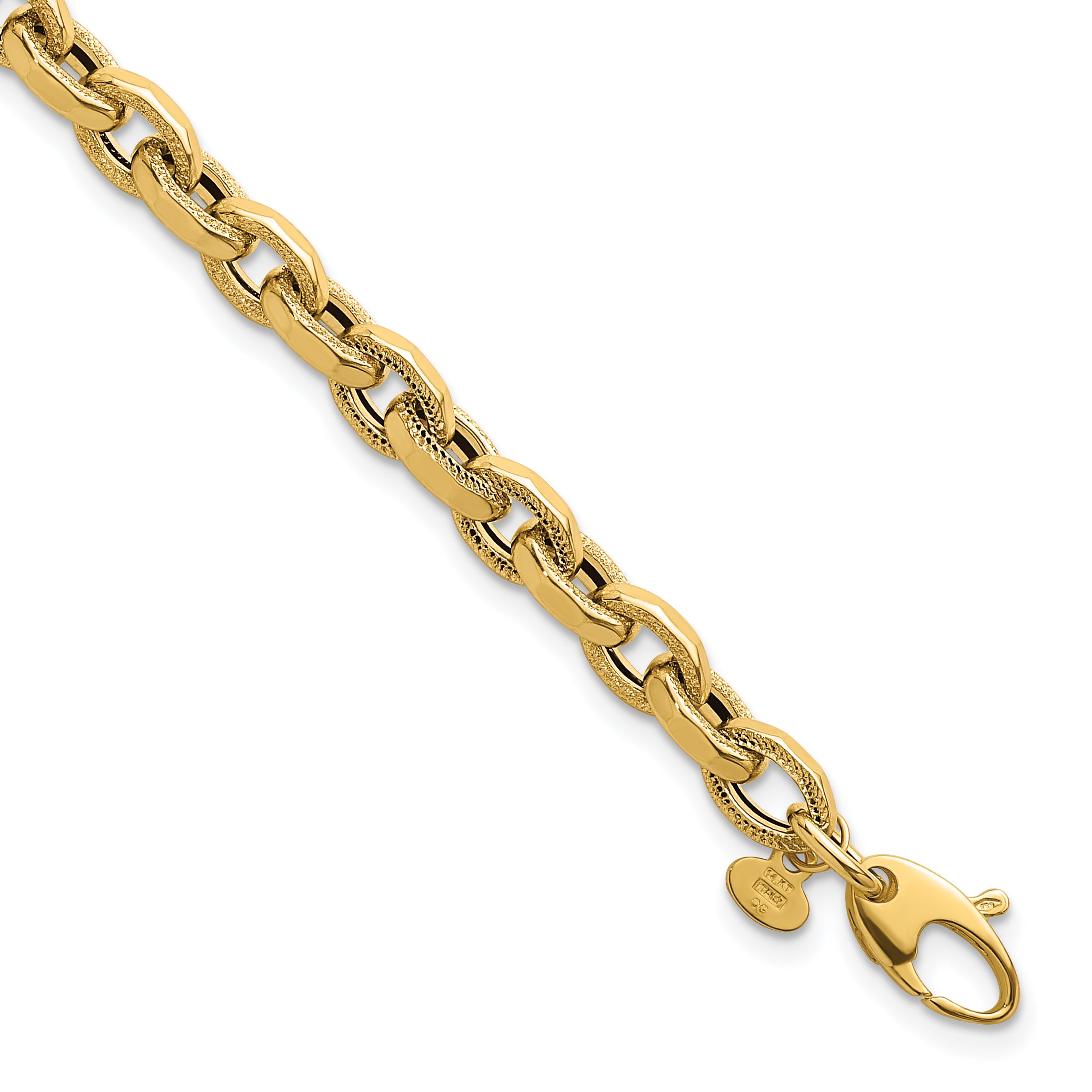 14k Polished Fancy Textured Oval Open Link 7.5 inch Bracelet Main image
