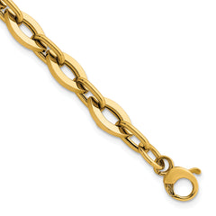 14k Polished Fancy Flat Cable Link 7.5 inch Bracelet