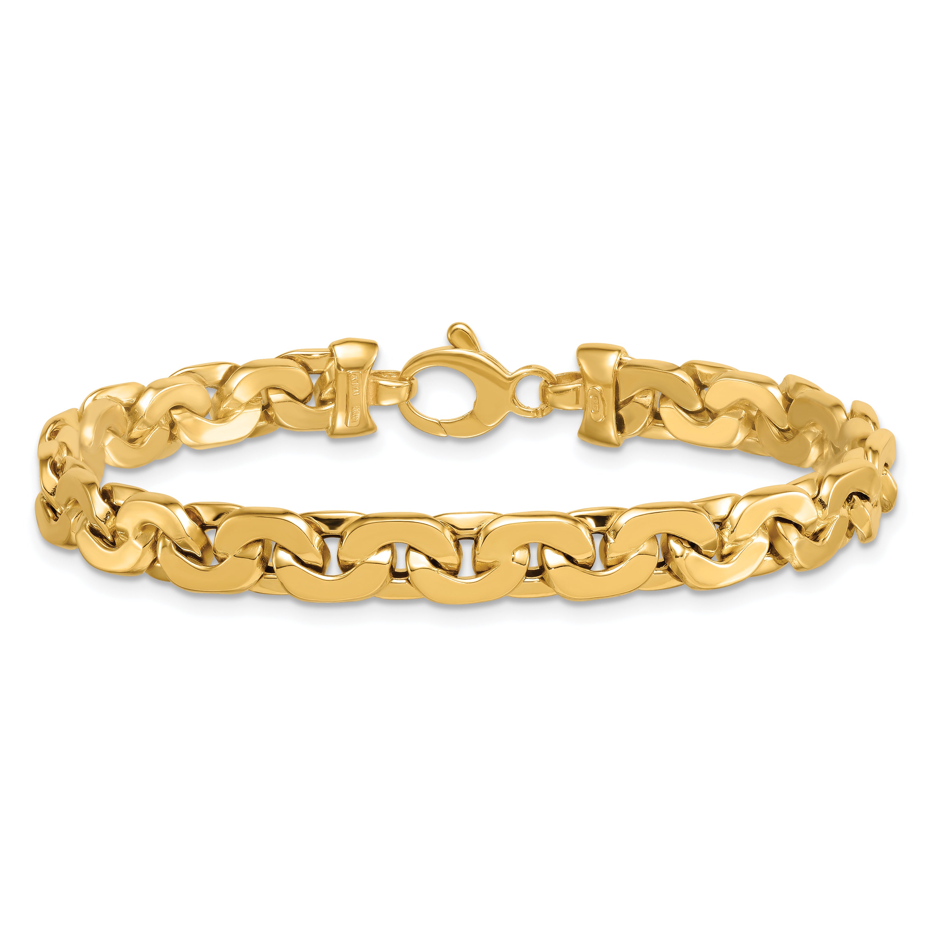 14k Polished Fancy Link 7.5 inch Bracelet