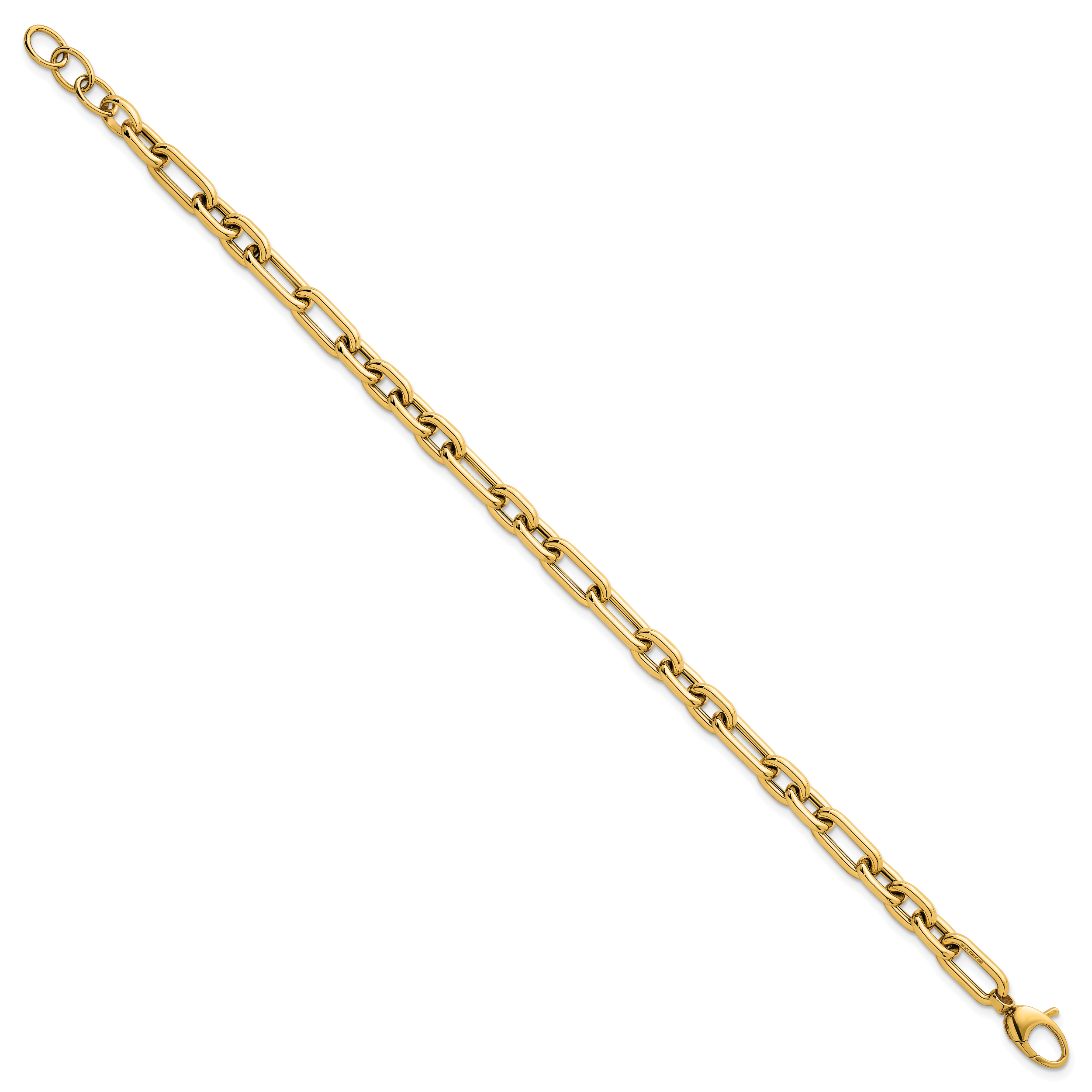 14k Polished 5.8mm Lightweight Fancy Open Link 7.5 inch Bracelet Plus 0.5 inch Extender Secondary image