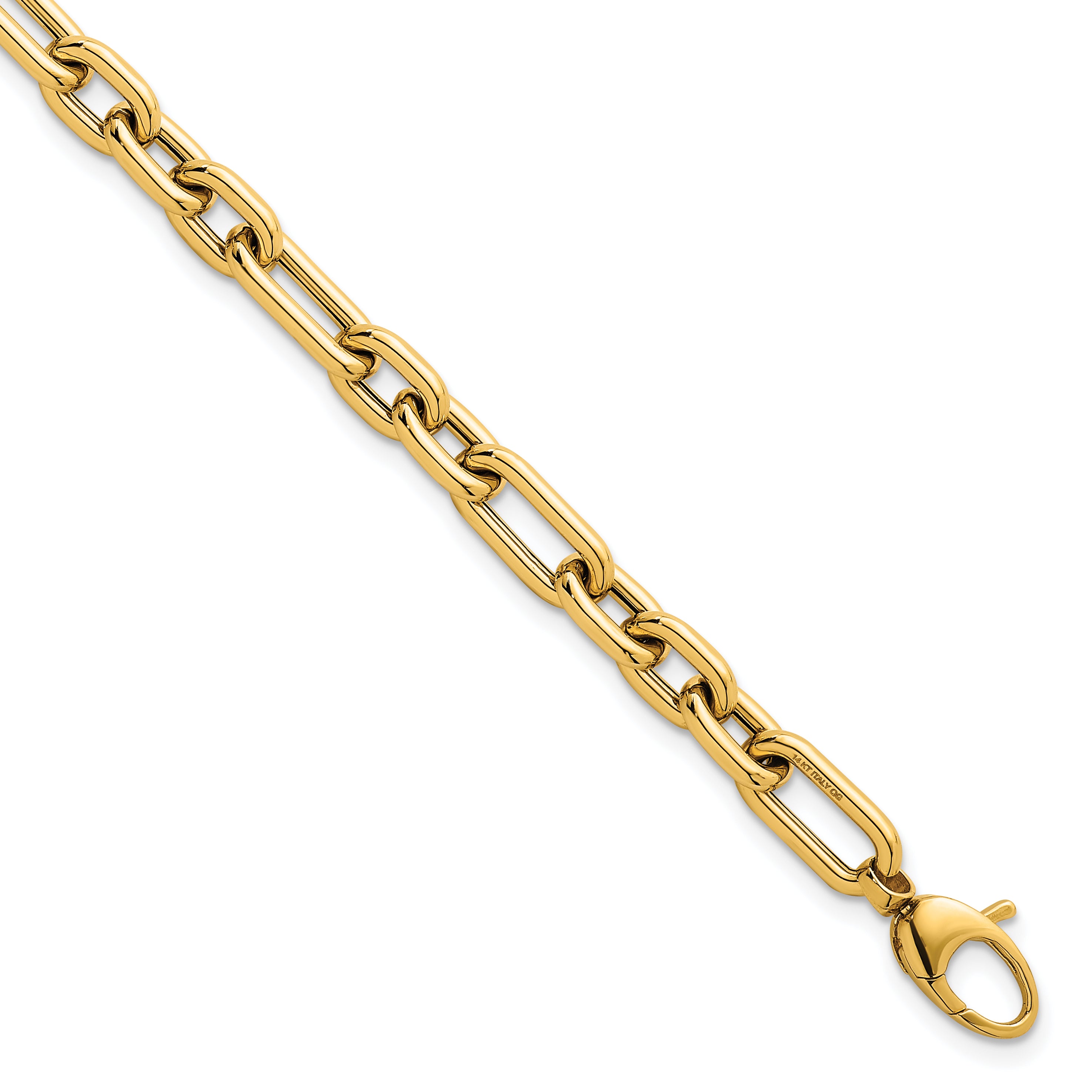 14k Polished 5.8mm Lightweight Fancy Open Link 7.5 inch Bracelet Plus 0.5 inch Extender Main image