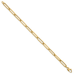 14k Polished and Twisted 6.4mm Paperclip Link 7.5 inch Bracelet