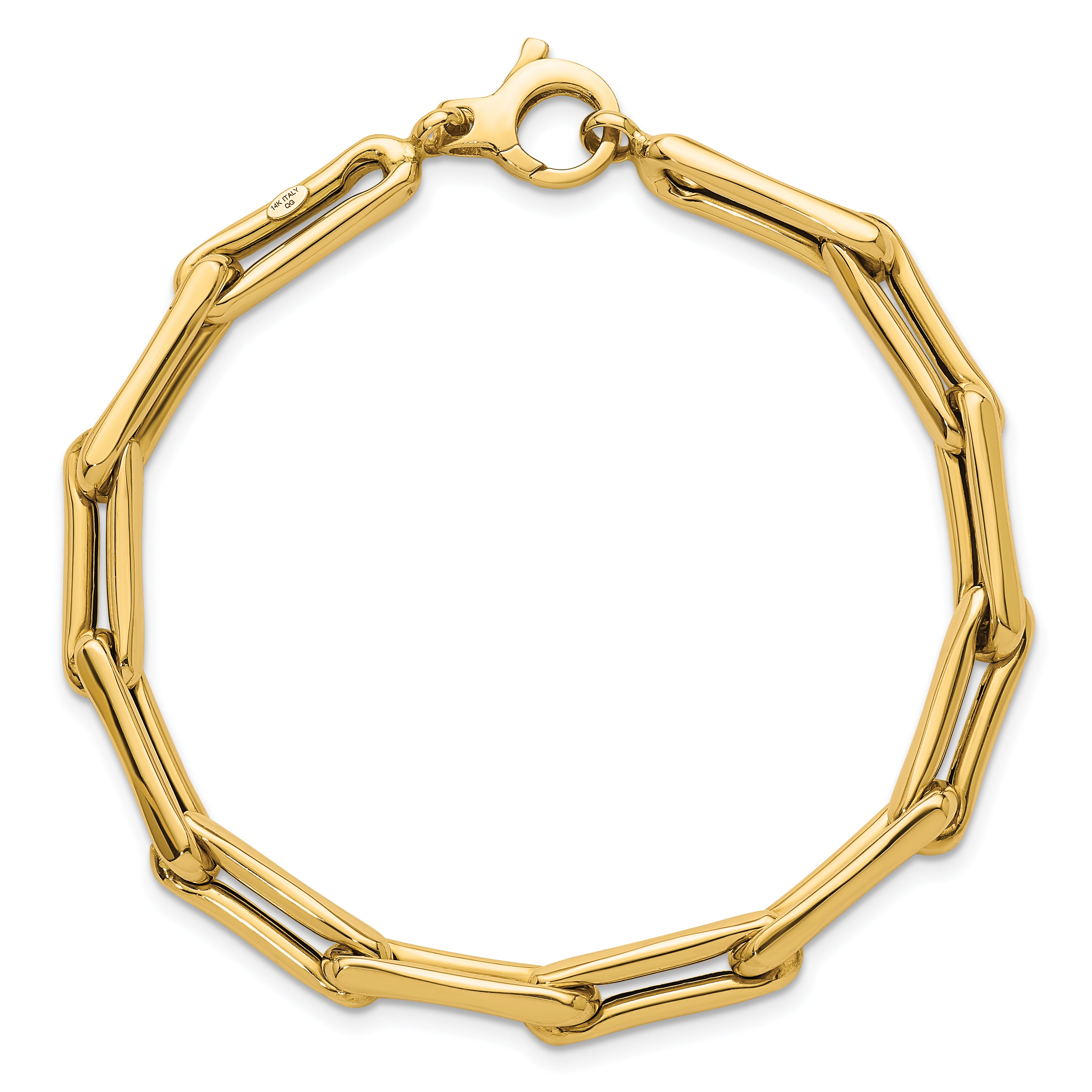 14k Polished 5.7mm Fancy Long Link 7.5 inch Bracelet