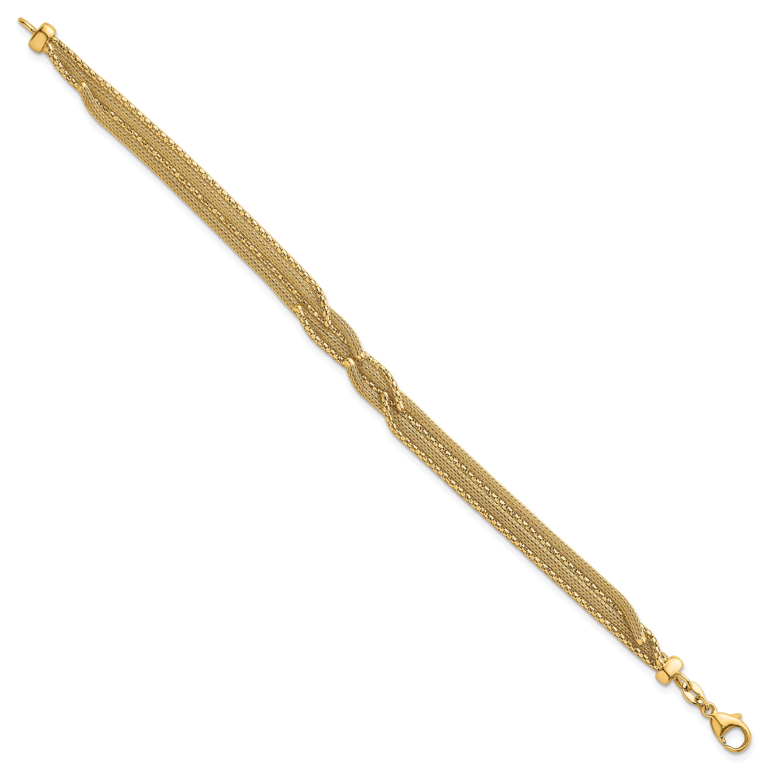 14K Textured Woven Mesh Fancy 7.5 inch Bracelet