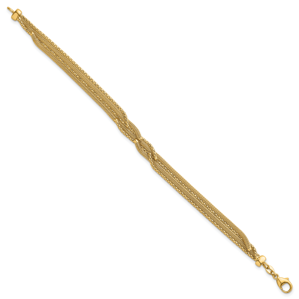 14K Textured Woven Mesh Fancy 7.5 inch Bracelet
