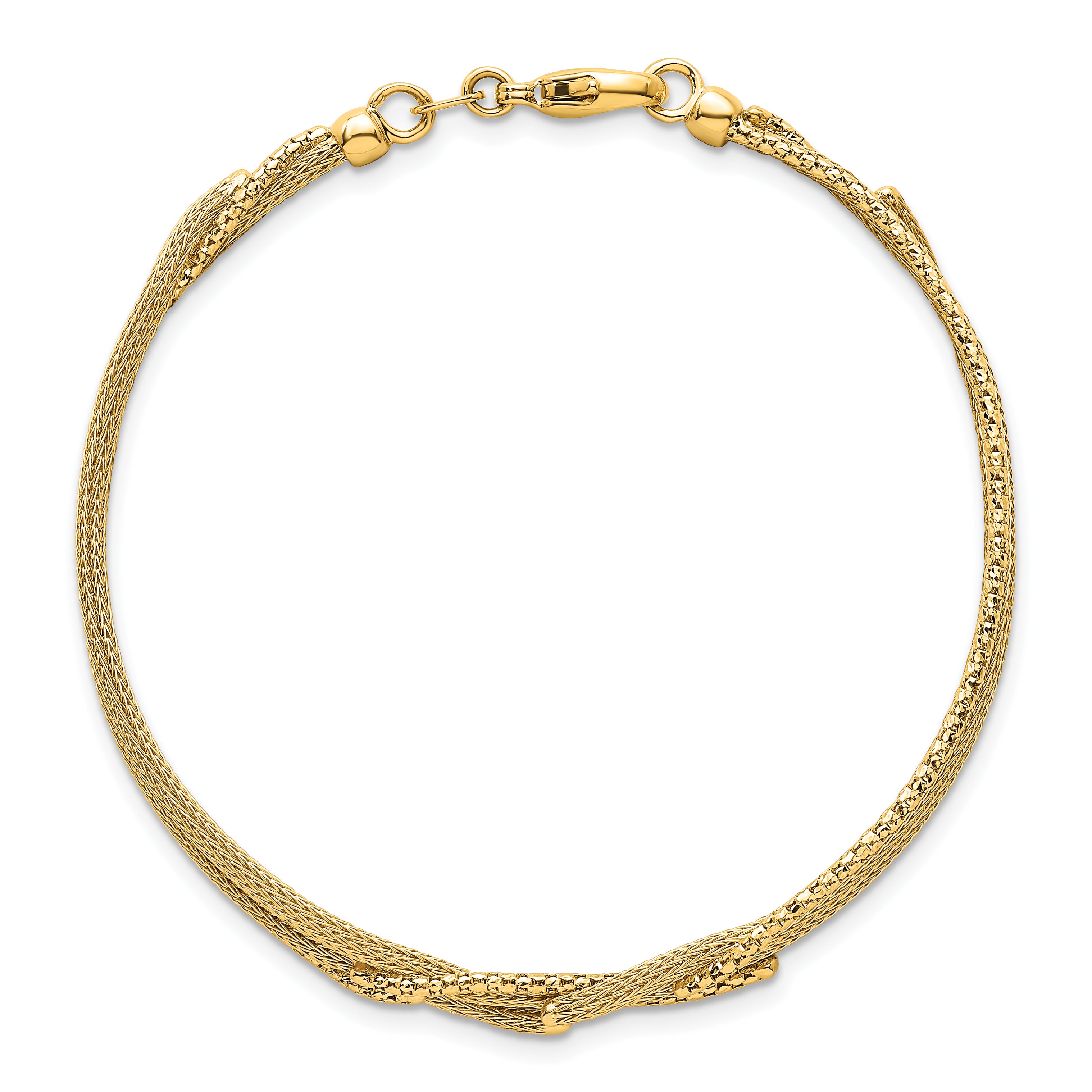 14K Textured Woven Mesh Fancy 7.5 inch Bracelet