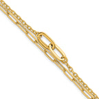14k Polished Paperclip and Oval Cable Link Double Strand 7.5 inch Bracelet