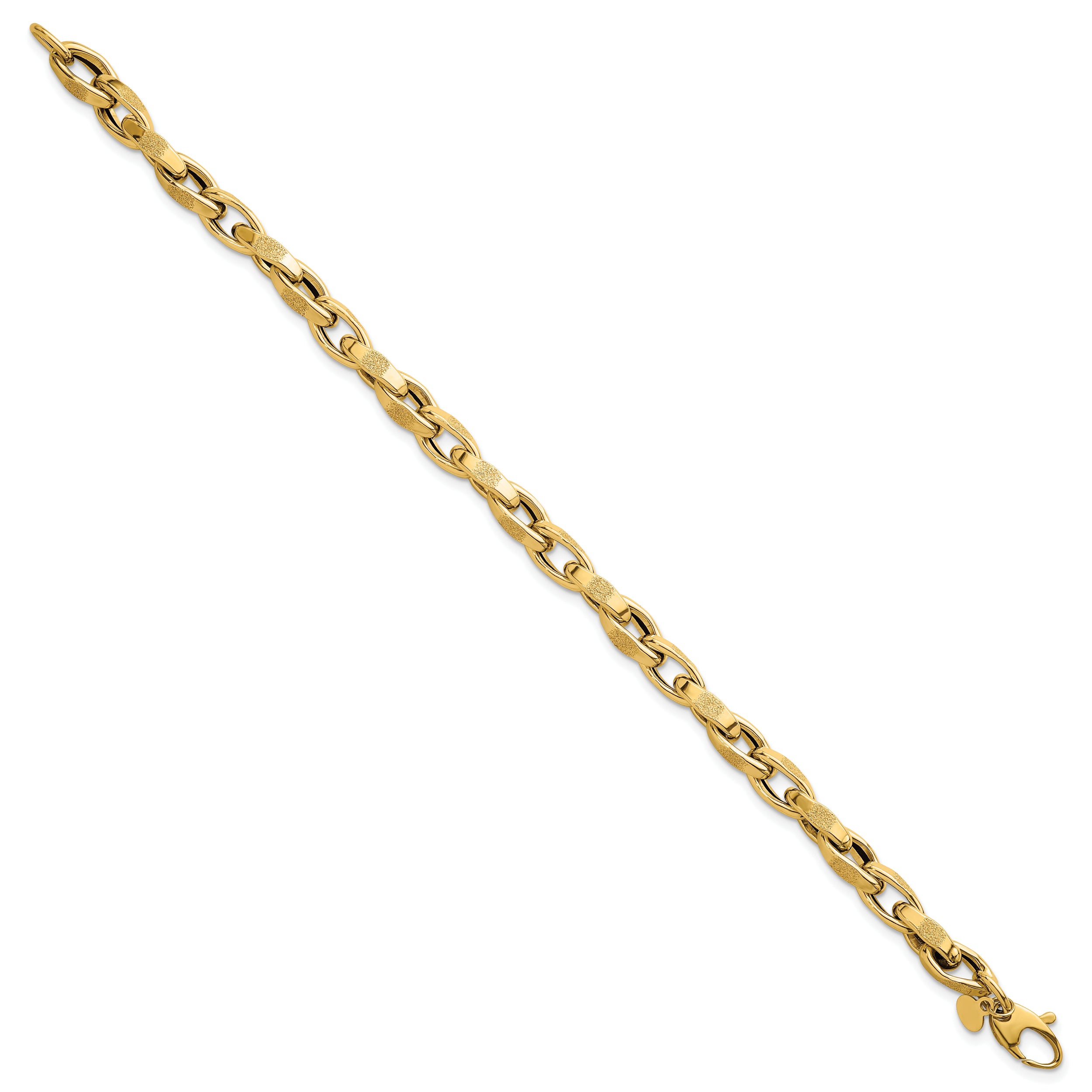 14k Polished Fancy Textured Oval Twisted Open Link 7.5 inch Bracelet