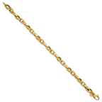 14k Polished Fancy Textured Oval Twisted Open Link 7.5 inch Bracelet