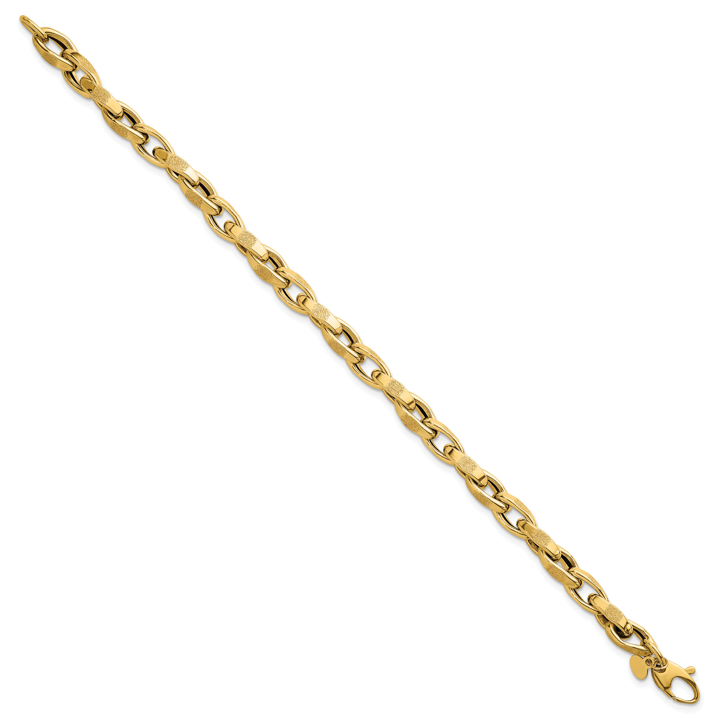14k Polished Fancy Textured Oval Twisted Open Link 7.5 inch Bracelet