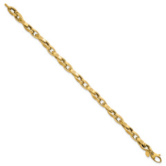 14k Polished Fancy Textured Oval Twisted Open Link 7.5 inch Bracelet