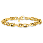 14k Polished Fancy Textured Oval Twisted Open Link 7.5 inch Bracelet