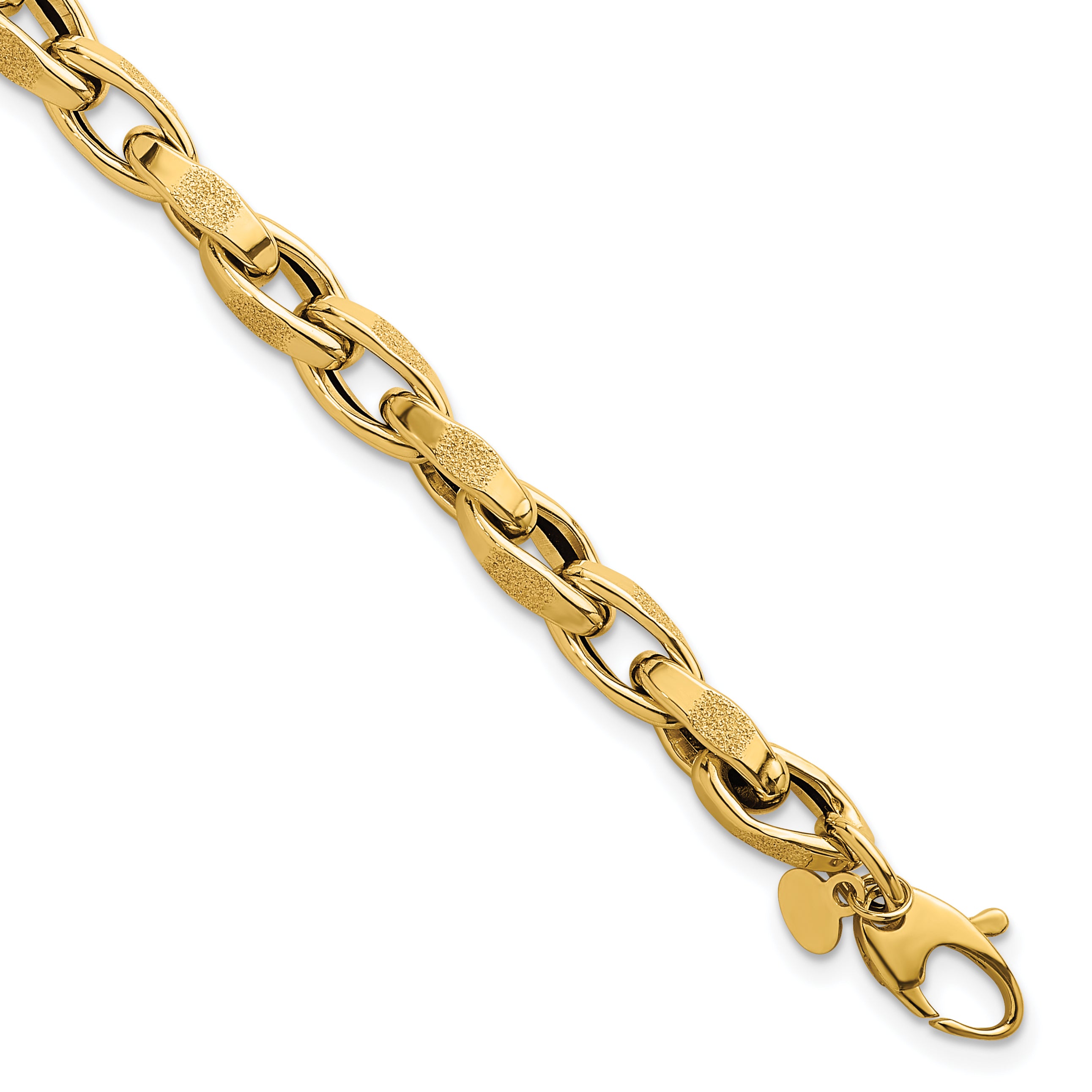 14k Polished Fancy Textured Oval Twisted Open Link 7.5 inch Bracelet Main image