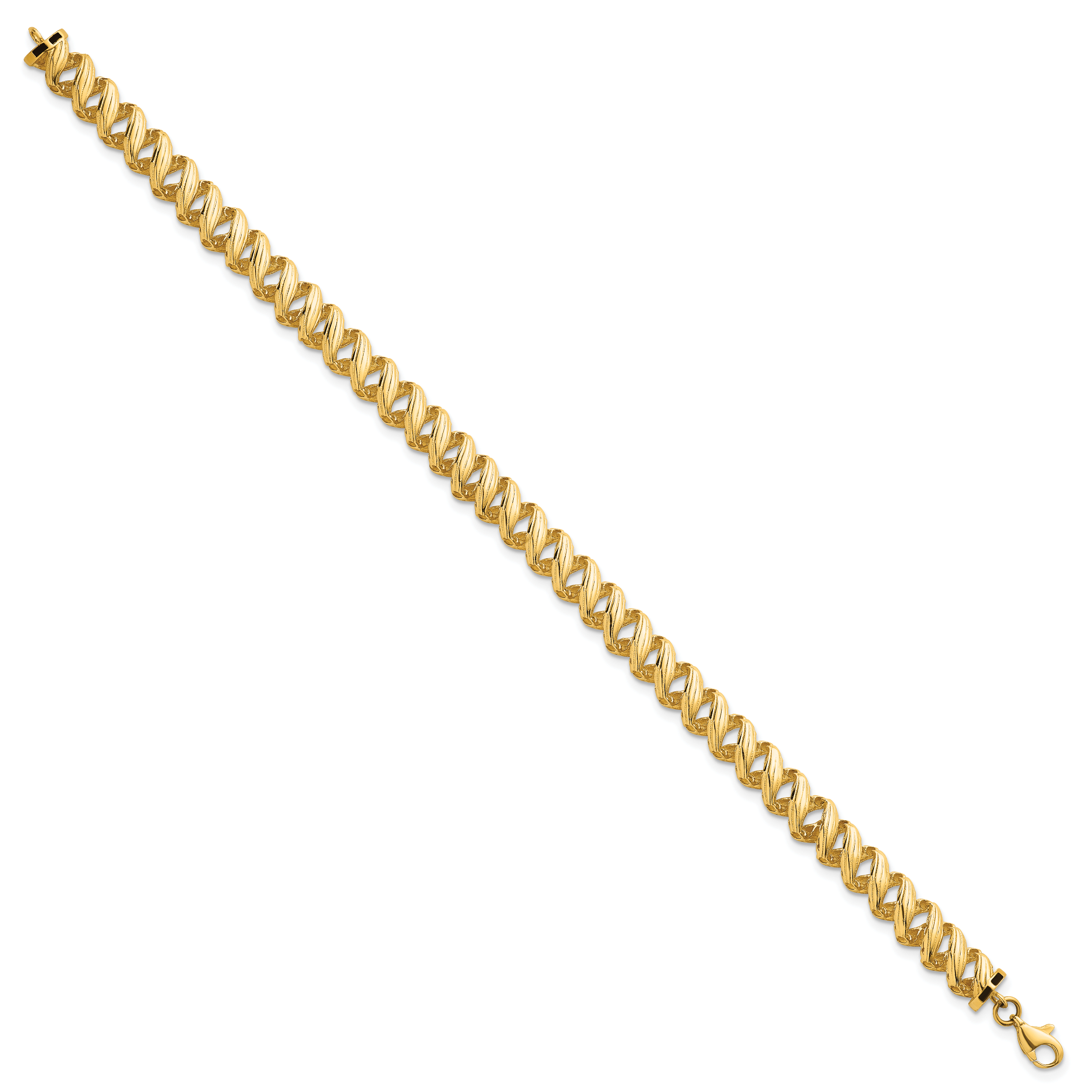 14k Polished Textured 6.25mm Open Spiral Link 7.5 inch Bracelet