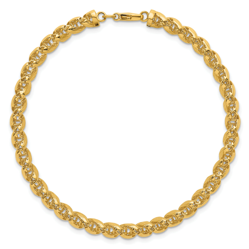 14k Polished Textured 6.25mm Open Spiral Link 7.5 inch Bracelet