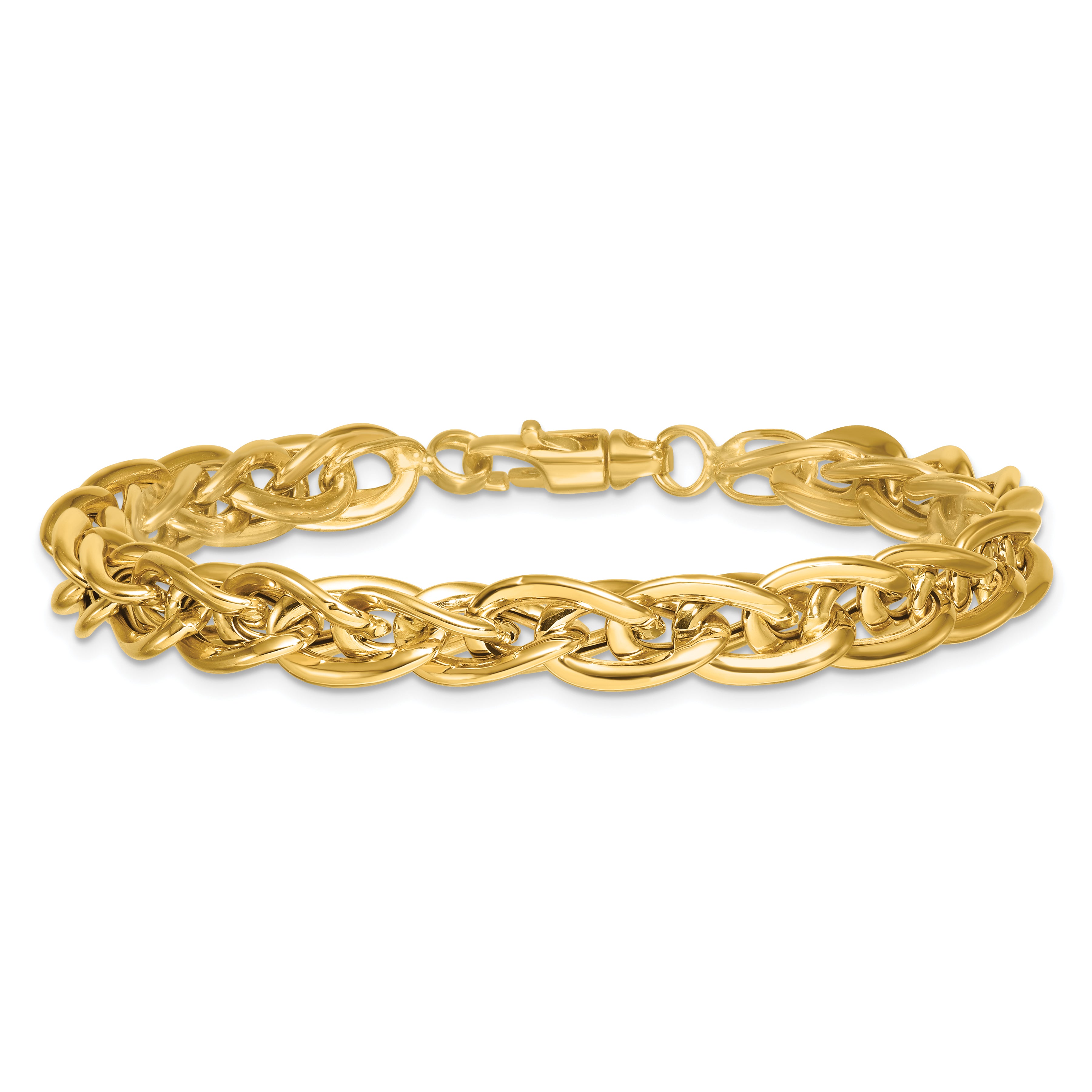 14k Polished 5.2mm Fancy Rope Link 7.5 inch Bracelet