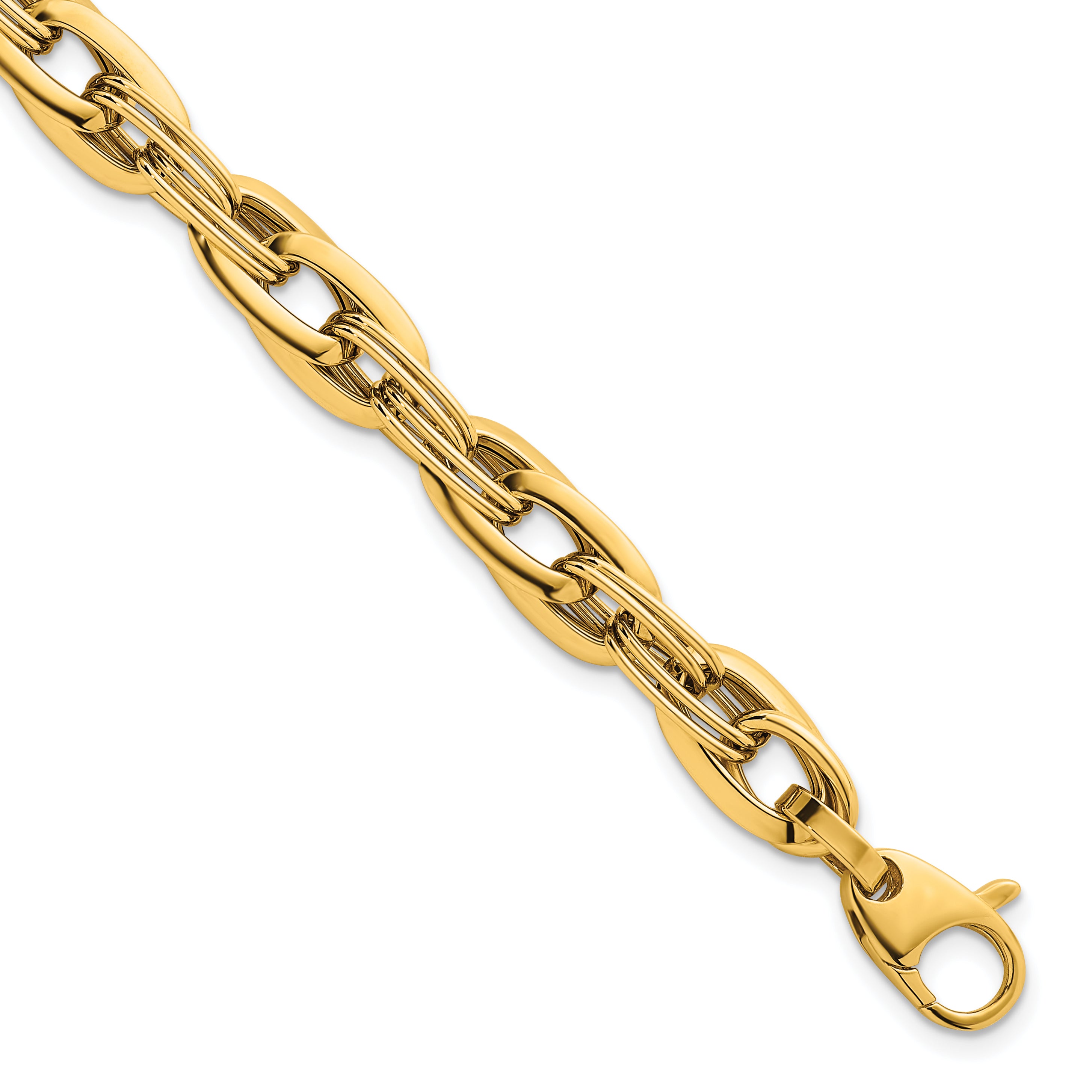 14k Polished 8.2mm Lightweight Fancy Link 7.5 inch Bracelet