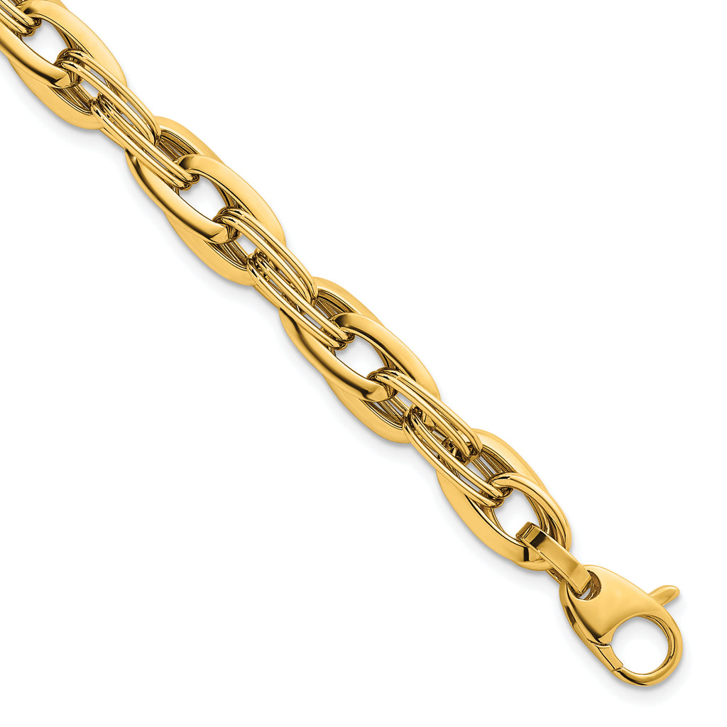 14k Polished 8.2mm Lightweight Fancy Link 7.5 inch Bracelet