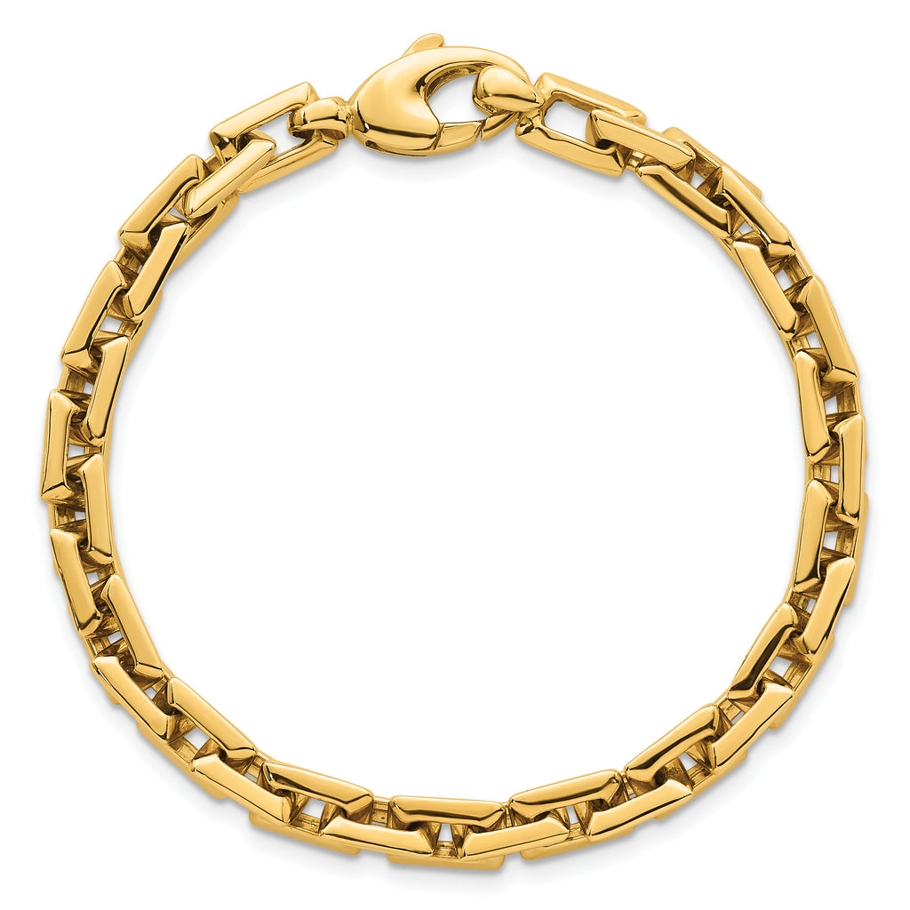 14k Polished 6.25mm Fancy Square Link 7.25 inch Bracelet