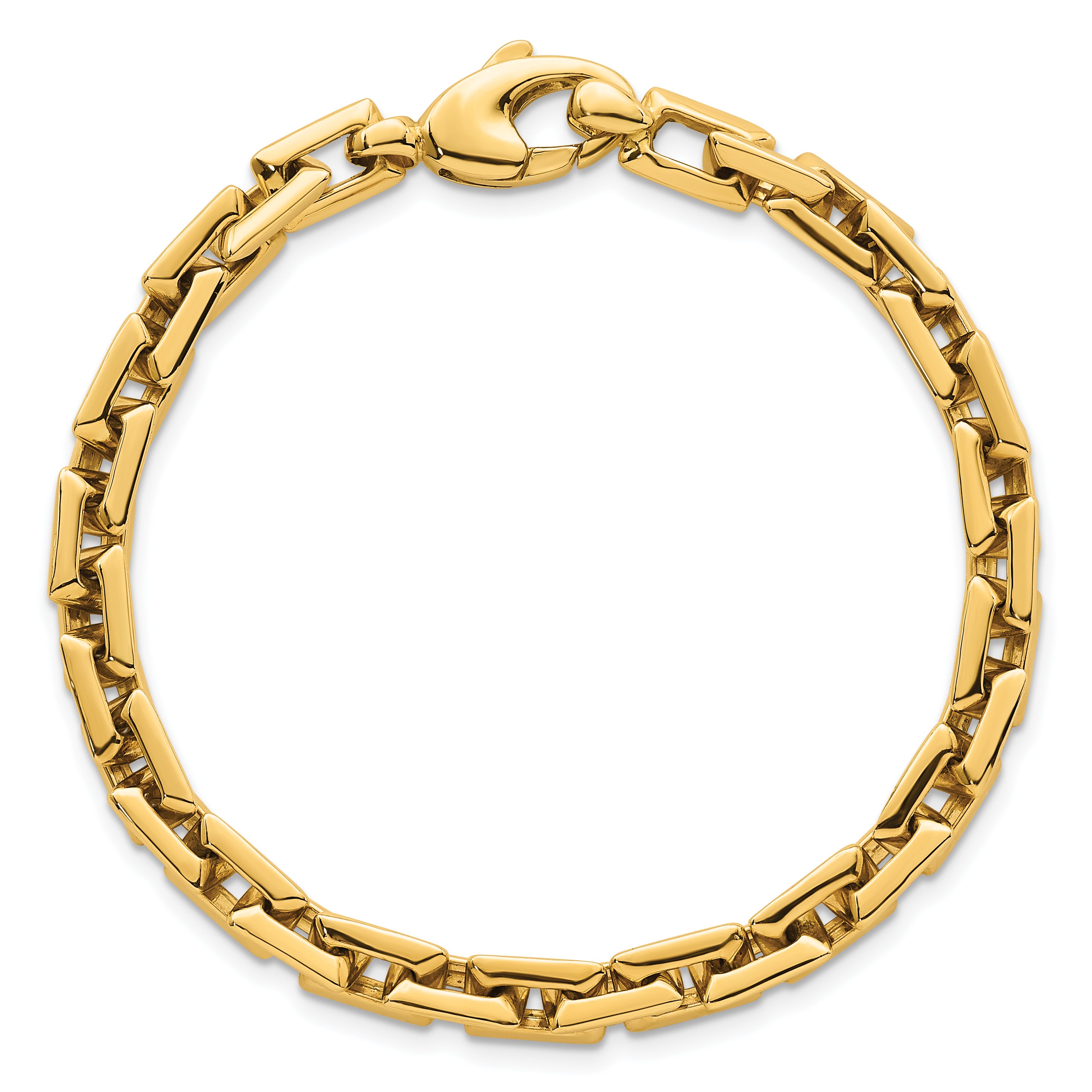14k Polished 6.25mm Fancy Square Link 7.25 inch Bracelet