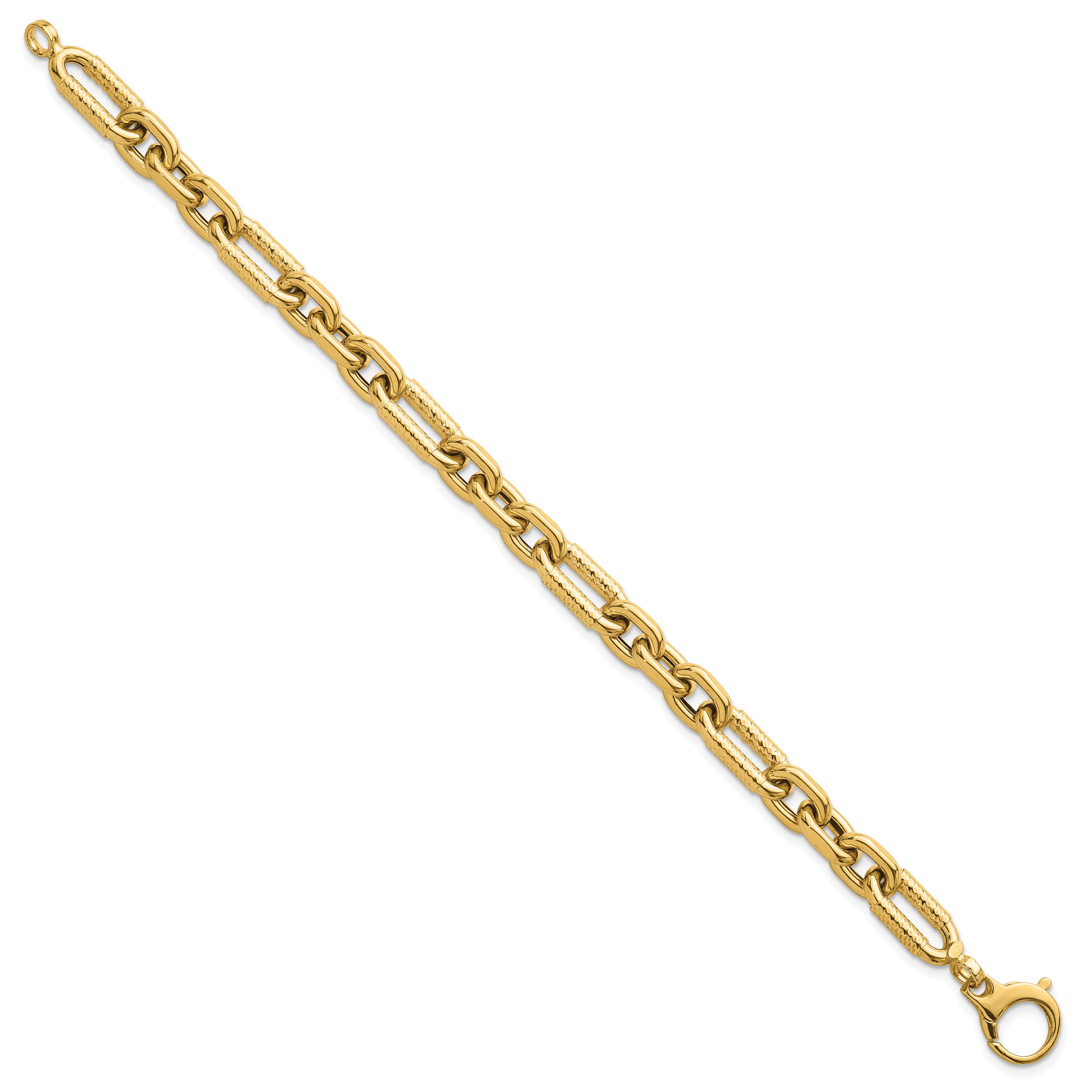 14k Polished 8.8mm Diamond-cut Fancy Figaro Link 7.5 inch Bracelet Secondary image
