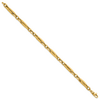 14k Polished and Textured 4.8mm Greek Key Design Links 7.75 inch Bracelet
