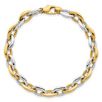 14k Two-tone Polished 7mm Oval Link 7.25 inch Bracelet
