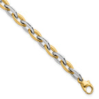 14k Two-tone Polished 7mm Oval Link 7.25 inch Bracelet