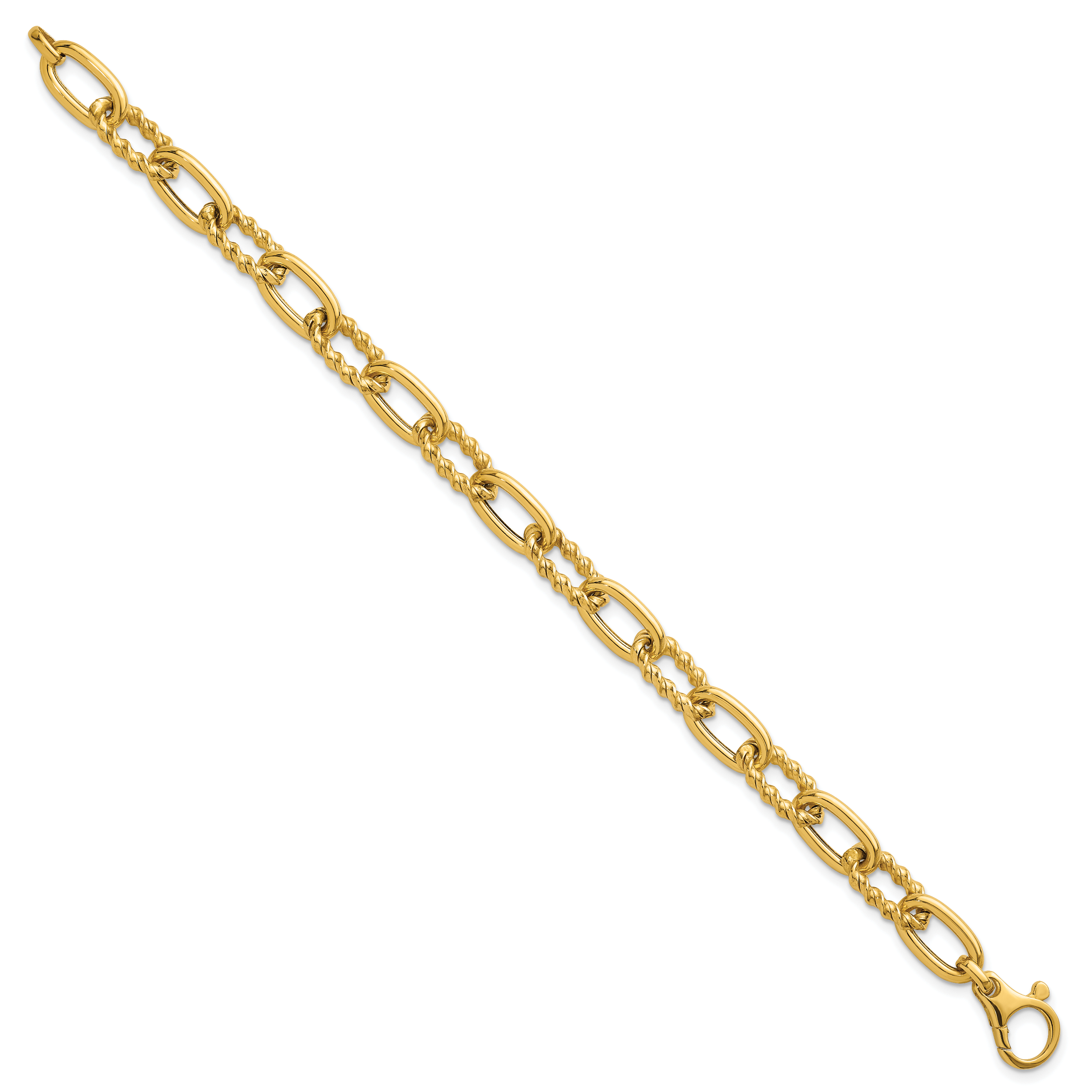 14K Polished 8mm Fancy and Twisted Oval Link 7.5 inch Bracelet Secondary image